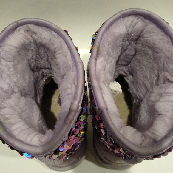Ugg Stellar Sequin Classic Boot Purple Pink 1112244K Girls 5 - Picture 6 of 9